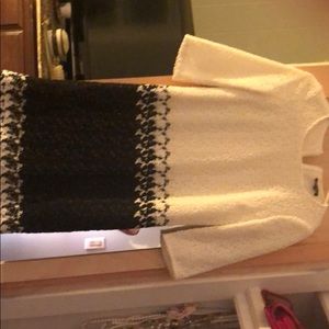 White black knee length dress